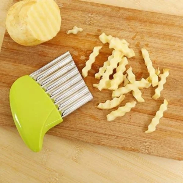 Pack Of_5 Wave Shape Stainless Steel Potato Cutter Slicer (Color:Assorted) - Image 2
