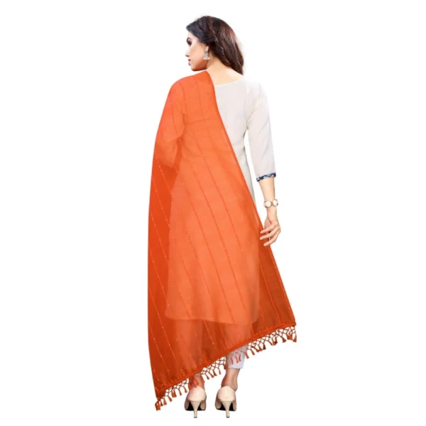 Women's Cotton Silk Strips Printed Dupatta (Orange, Length:2-2.4 mtr) - Image 3