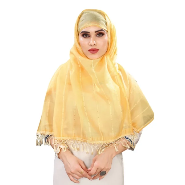 Women's Cotton Silk Strips Printed Dupatta (Yellow, Length:2-2.4 mtr) - Image 2
