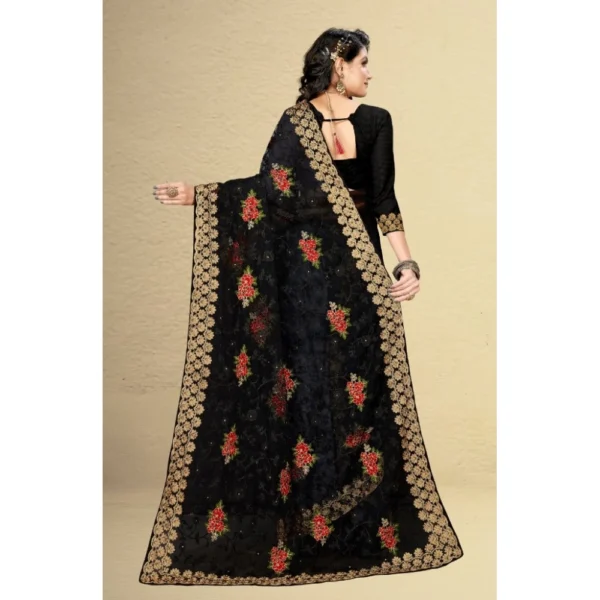 Women's Net Saree With Women>Ethnic Wear>Blouse (Black, 5-6Mtrs) - Image 2