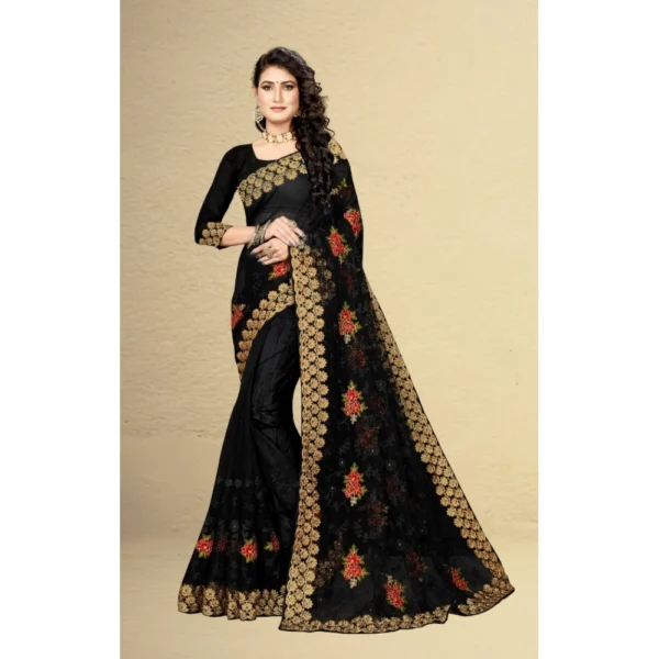 Women's Net Saree With Women>Ethnic Wear>Blouse (Black, 5-6Mtrs) - Image 5