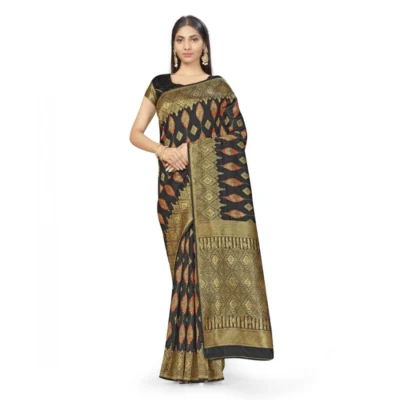 Women's Banarasi Silk Saree With Women>Ethnic Wear>Blouse (Black, 5-6Mtrs)