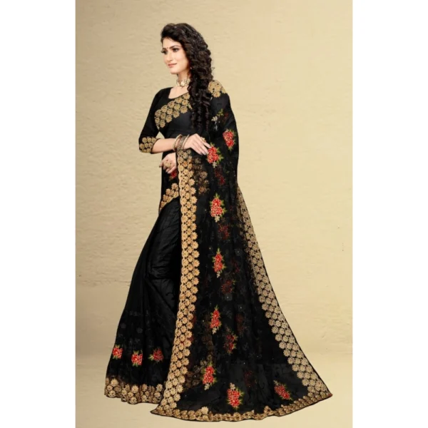 Women's Net Saree With Women>Ethnic Wear>Blouse (Black, 5-6Mtrs) - Image 4