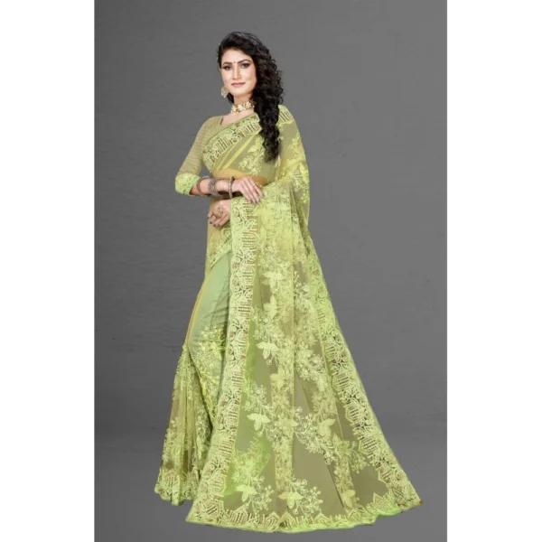 Women's Net Saree With Women>Ethnic Wear>Blouse (Pista Green, 5-6Mtrs) - Image 4
