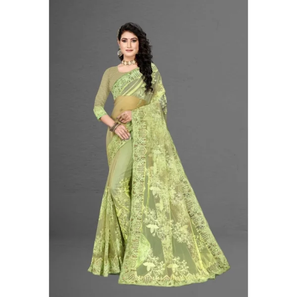 Women's Net Saree With Women>Ethnic Wear>Blouse (Pista Green, 5-6Mtrs) - Image 5