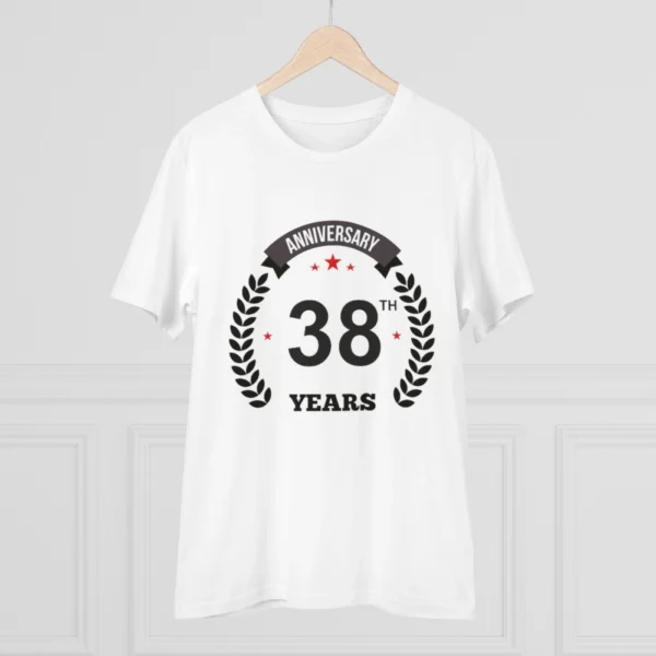 Men's PC Cotton 38th Anniversary Printed T Shirt (Color: White, Thread Count: 180GSM) - Image 3