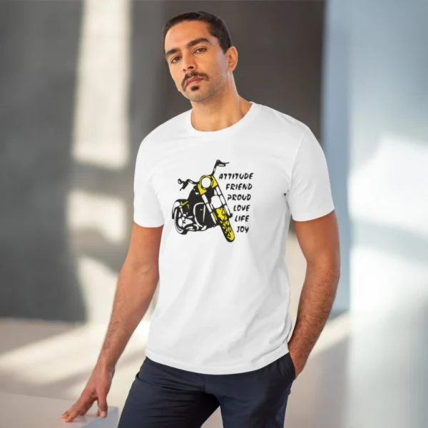Men's PC Cotton Bike Ride Design Printed T Shirt (Color: White, Thread Count: 180GSM) - Image 6