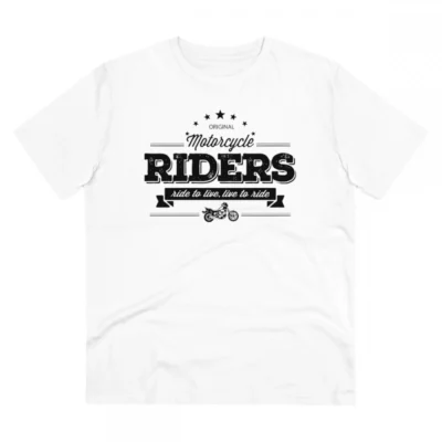 Men's PC Cotton Bike Ride Design Printed T Shirt (Color: White, Thread Count: 180GSM)