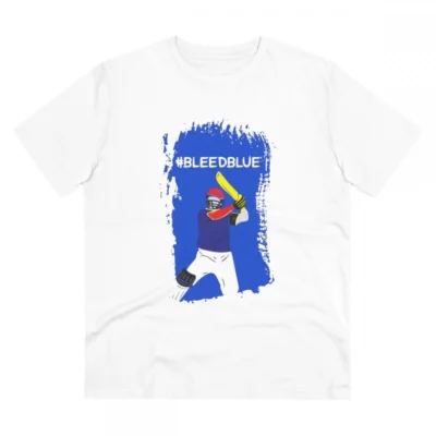 Men's PC Cotton Cricket Design Printed T Shirt (Color: White, Thread Count: 180GSM)