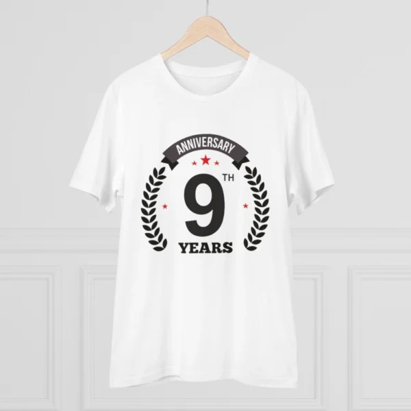 Men's PC Cotton 9th Anniversary Printed T Shirt (Color: White, Thread Count: 180GSM) - Image 3