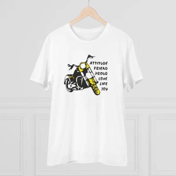 Men's PC Cotton Bike Ride Design Printed T Shirt (Color: White, Thread Count: 180GSM) - Image 3