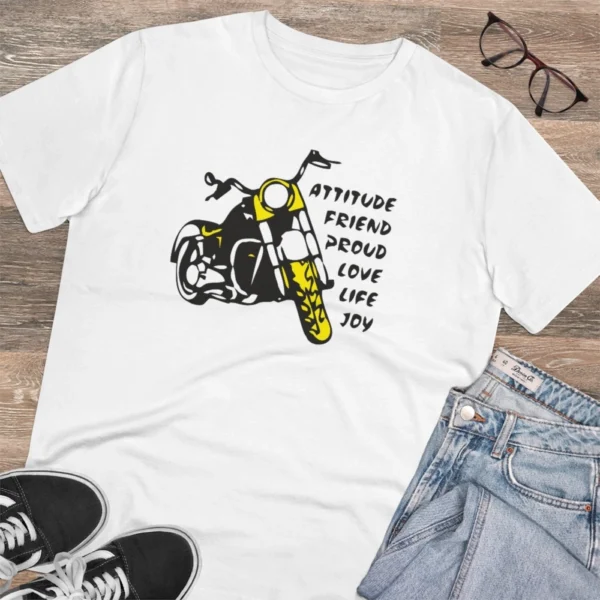 Men's PC Cotton Bike Ride Design Printed T Shirt (Color: White, Thread Count: 180GSM) - Image 4