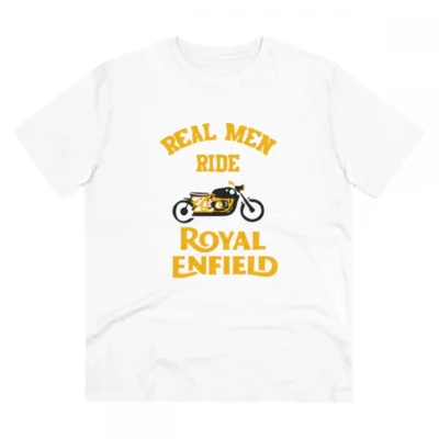 Men's PC Cotton Bike Ride Design Printed T Shirt (Color: White, Thread Count: 180GSM)