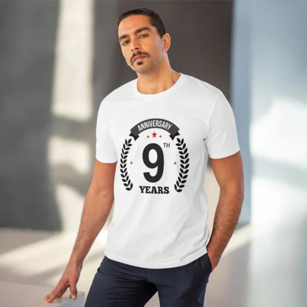 Men's PC Cotton 9th Anniversary Printed T Shirt (Color: White, Thread Count: 180GSM) - Image 6