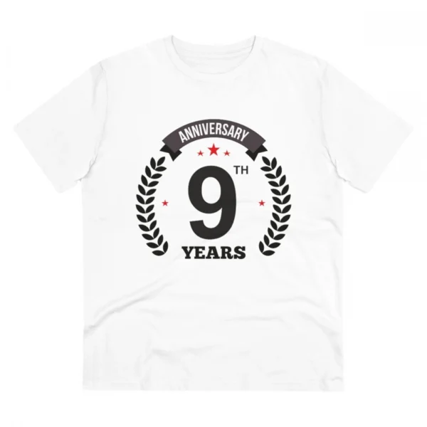 Men's PC Cotton 9th Anniversary Printed T Shirt (Color: White, Thread Count: 180GSM)