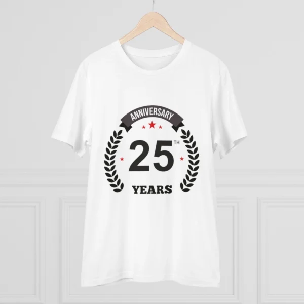 Men's PC Cotton 25th Anniversary Printed T Shirt (Color: White, Thread Count: 180GSM) - Image 3
