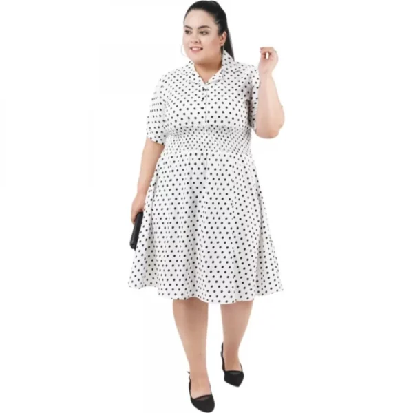 Women's Cinched Waist White Dress (Color:White, Material:Poly Crepe) - Image 2