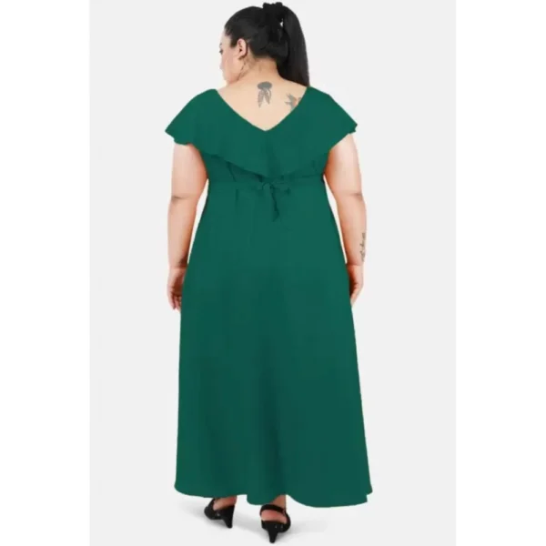 Women's Fit And Flare Green Dress (Color:Green, Material:Polyester) - Image 6