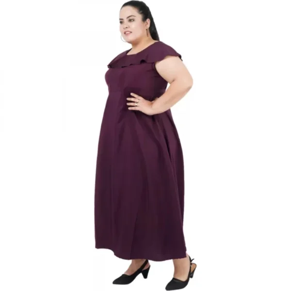 Women's Fit And Flare Purple Dress (Color:Purple, Material:Polyester) - Image 4