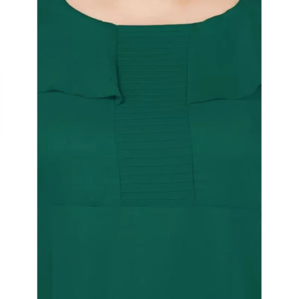 Women's Fit And Flare Green Dress (Color:Green, Material:Polyester) - Image 3