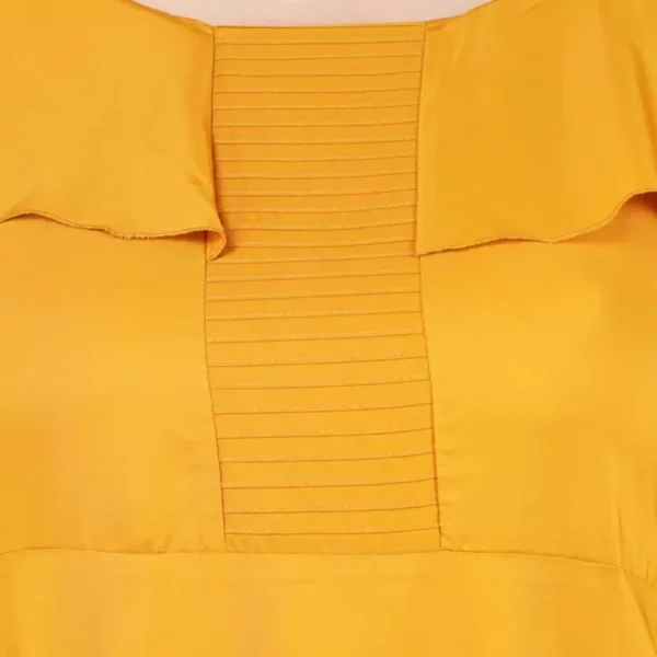 Women's Fit And Flare Yellow Dress (Color:Yellow, Material:Polyester) - Image 3