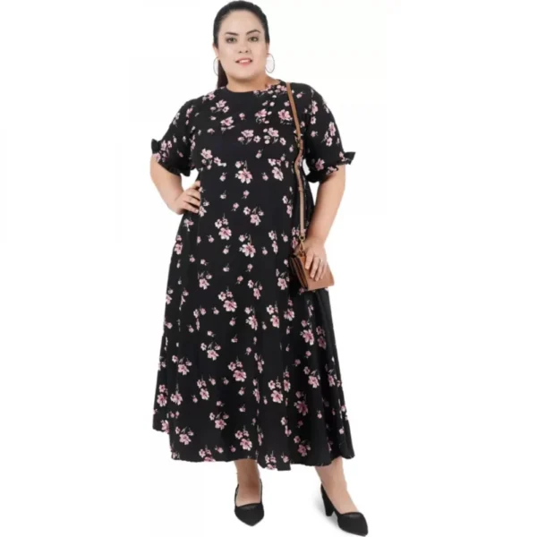 Women's Maxi Black Dress (Color:Black, Material:Poly Crepe) - Image 3