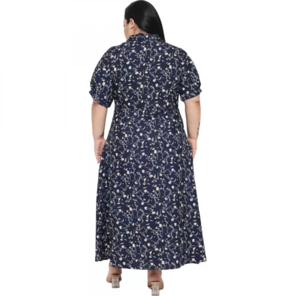 Women's Fit And Flare Blue Dress (Color:Blue, Material:Polyester) - Image 6