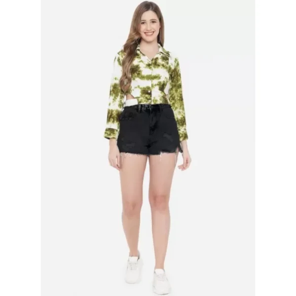 Women's Casual Printed Green Top (Color:Green, Material:Rayon) - Image 2