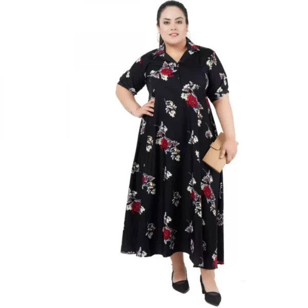Women's Fit And Flare Black Dress (Color:Black, Material:Polyester) - Image 2