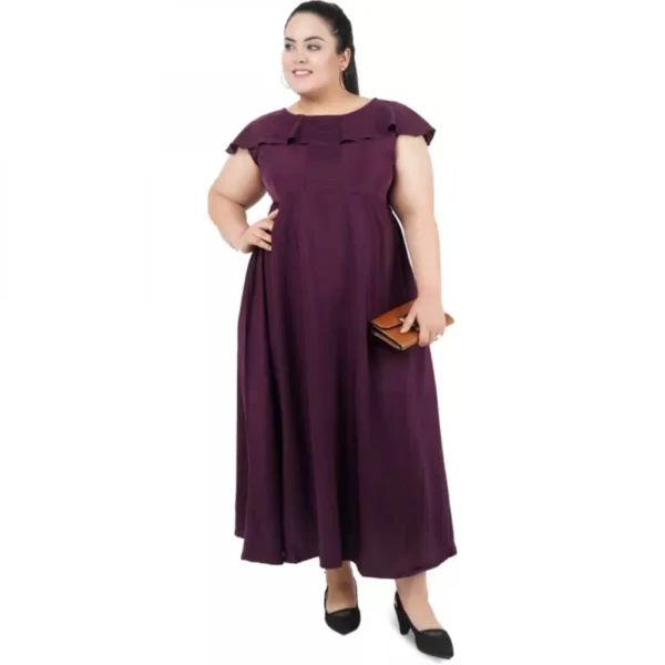 Women's Fit And Flare Purple Dress (Color:Purple, Material:Polyester) - Image 2