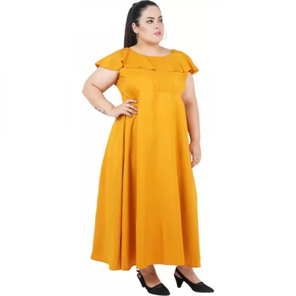 Women's Fit And Flare Yellow Dress (Color:Yellow, Material:Polyester) - Image 2