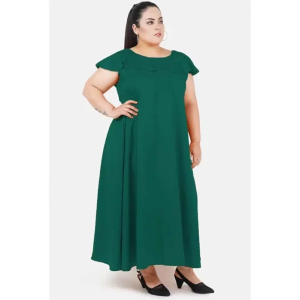 Women's Fit And Flare Green Dress (Color:Green, Material:Polyester) - Image 2