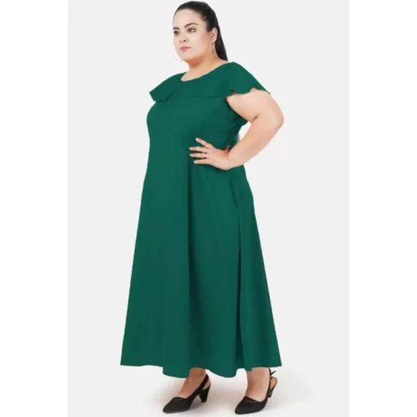Women's Fit And Flare Green Dress (Color:Green, Material:Polyester) - Image 4