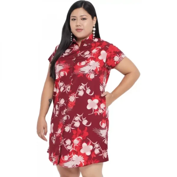 Women's Shirt Maroon Dress (Color:Maroon, Material:Polyester) - Image 5