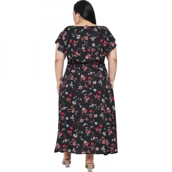 Women's Fit And Flare Black Dress (Color:Black, Material:Polyester) - Image 6