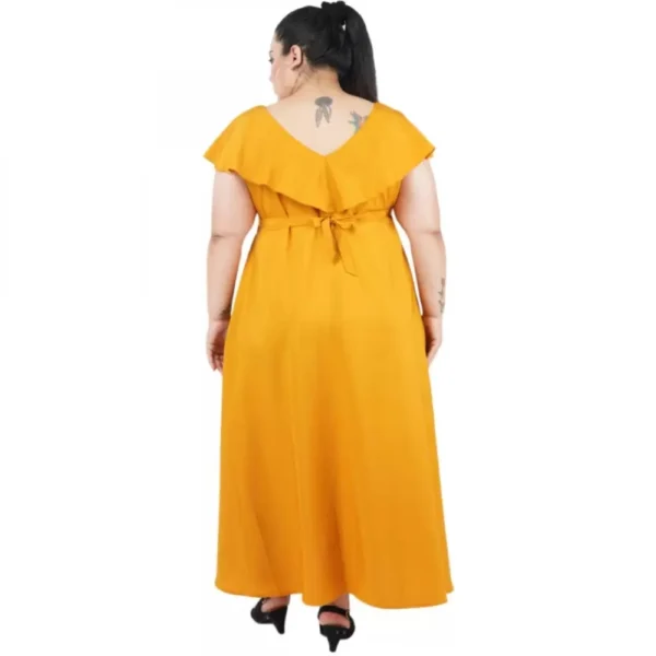 Women's Fit And Flare Yellow Dress (Color:Yellow, Material:Polyester) - Image 6