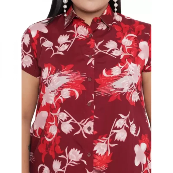 Women's Shirt Maroon Dress (Color:Maroon, Material:Polyester) - Image 4