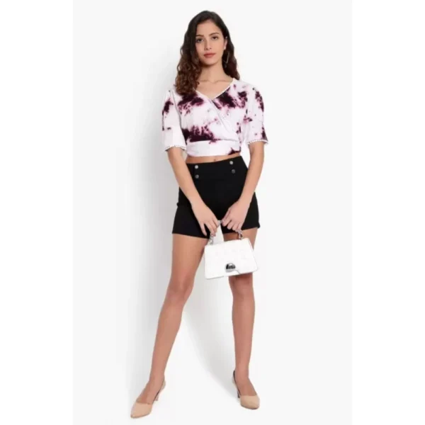 Women's Casual Tie And Dye Purple Top (Color:Purple, Material:Rayon) - Image 2