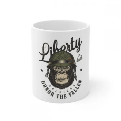 Ceramic Gorila Desing Printed Coffee Mug (Color: White, Capacity:330ml)