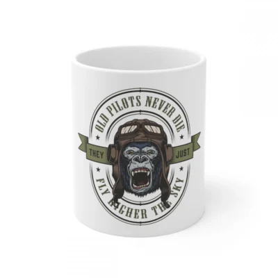 Ceramic Gorila Desing Printed Coffee Mug (Color: White, Capacity:330ml)