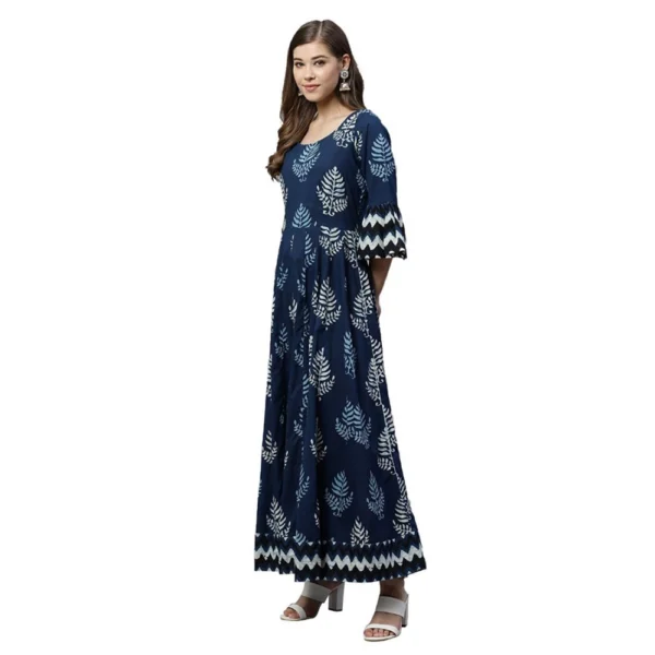 Women's Cotton  Printed Regular Kurti (Blue, Cotton ) - Image 3