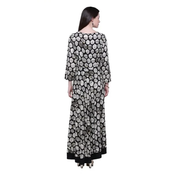Women's Rayon Zari Zardozi Work Designer Floor Length Kurti (Black, Rayon) - Image 2