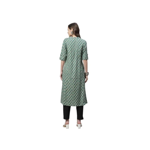 Women's Cotton Printed Flex Kurti (Green, Cotton) - Image 2