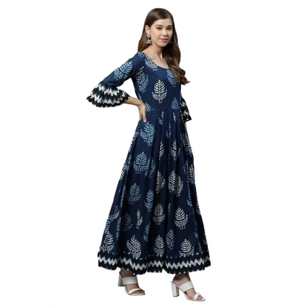 Women's Cotton  Printed Regular Kurti (Blue, Cotton ) - Image 5