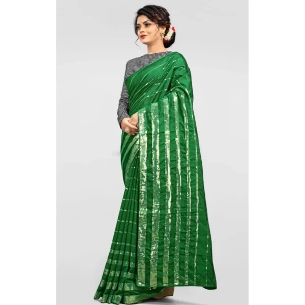 Women's Vichitra Saree with Women>Ethnic Wear>Blouse (Green, 5-6 Mtrs) - Image 3