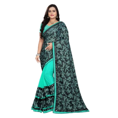 Women's Lycra Blend Saree with Women>Ethnic Wear>Blouse (Rama, 5-6 Mtrs)