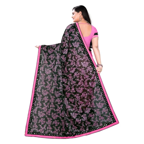 Women's Lycra Blend Saree with Women>Ethnic Wear>Blouse (Pink, 5-6 Mtrs) - Image 2