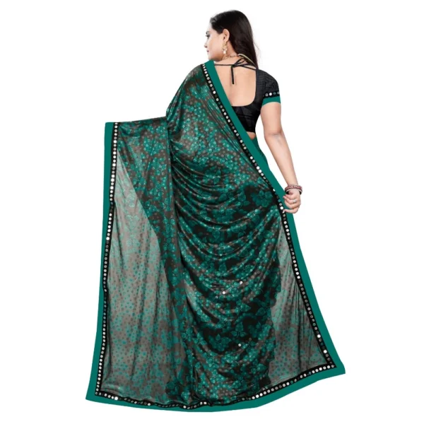 Women's Lycra Blend Saree with Women>Ethnic Wear>Blouse (Green, 5-6 Mtrs) - Image 2