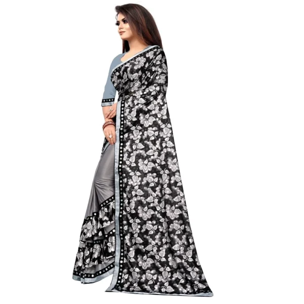 Women's Lycra Blend Saree with Women>Ethnic Wear>Blouse (Grey, 5-6 Mtrs) - Image 3