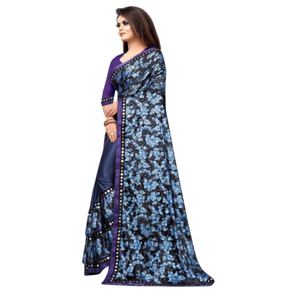 Women's Lycra Blend Saree with Women>Ethnic Wear>Blouse (Blue, 5-6 Mtrs) - Image 3